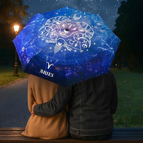 ECOBRELLA Compact Folding Umbrella for Women and Kids-Automatic Travel Umbrellas Compact with Unique Constellation Pattern - Thumbnail 2