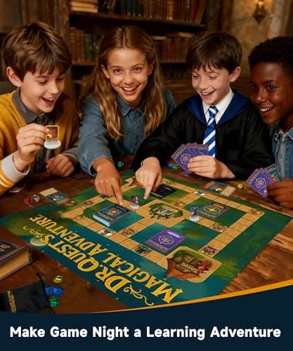 Dr. Quest's Magical Adventure–Educational Board Game for Kids Ages 6-9 – Spelling & Grammar Learning Game for Early Elementary | 180 Questions | Screen-Free Homeschool & Family Game | 2-6 Players - Thumbnail 2