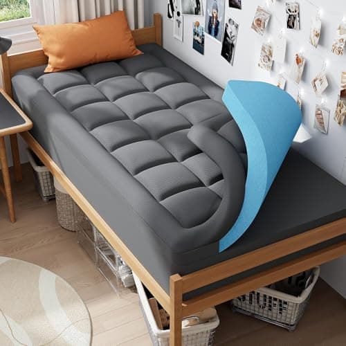 ELEMUSE Dual Layer 3 Inch Memory Foam Mattress Topper Twin, 2 Inch Cooling Gel Memory Foam Plus 1 Inch Down Alternative Pillowtop Mattress Pad with Cooling Cover, Soft Comfort Support, Grey - Image 1