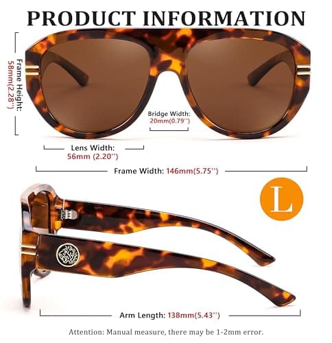 FEISEDY Retro Polarized Oversized Sunglasses for Men Women Trendy 70s Vintage Plastic Frame Sun Glasses B4150 - Thumbnail 5