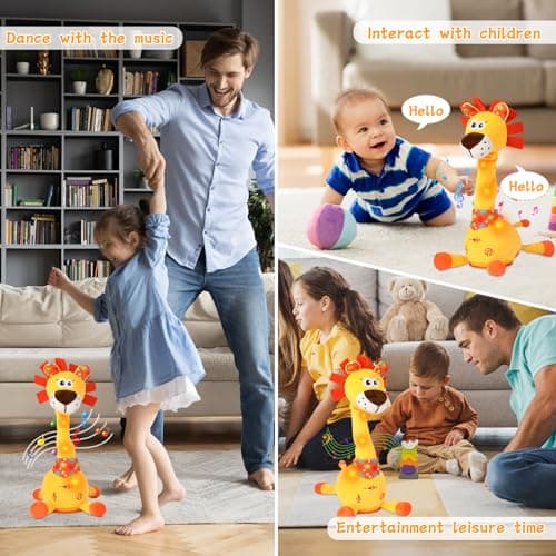 LUKETURE Dancing Talking Lion Plush, Interactive Stuffed Animal Toy, Musical Plush with Record & Repeat, Sings 10 Songs, LED Lights - Thumbnail 6