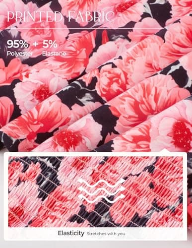 GRACE KARIN 2025 Women's Summer Floral Print Dress Sleeveless Casual Flowy Sundress A Line Ruffle Wedding Guest Outfit Red Floral M - Thumbnail 6