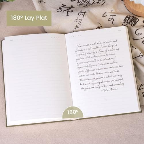 CAGIE Lined Journal Notebook for Women Men, A5 Hardcover Linen Journals for Writing 256 Pages, Aesthetic Womens Diary, Gifts 8.3'' x 5.7'' Light Olive - Thumbnail 4