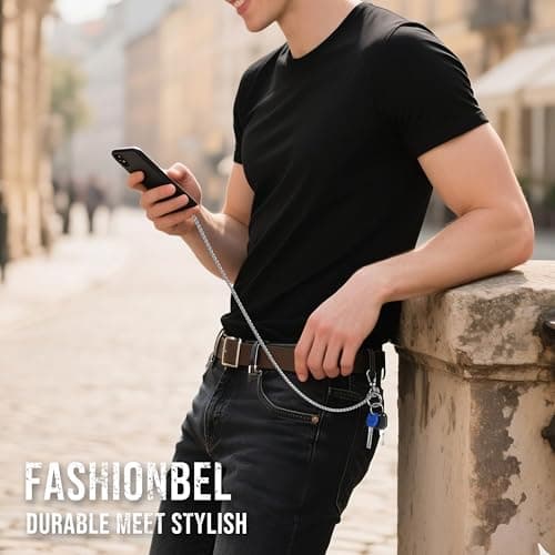 ROCONTRIP Anti-Theft Phone Lanyard Tether & Pants Chain Heavy-Duty Phone Strap With Metal Tether Tab Detachable Anti-Drop Lanyard for iPhone,Wallet,Key Great for Outdoor Hiking Cycling(Silver) - Thumbnail 4