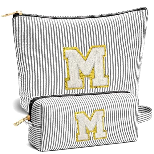 Fohufo Travel Essentials - Portable Travel Toiletry Bag for Women, Initial Makeup Kit Organizer Make up Cosmetic Bag Set, Black M - Image 1