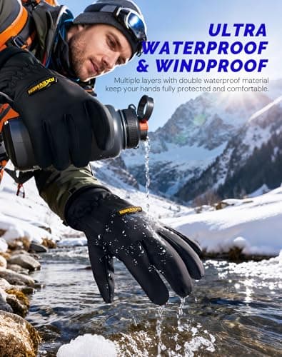 AXEVMEN Winter Waterproof Gloves (Black, X-Large) - Thumbnail 3