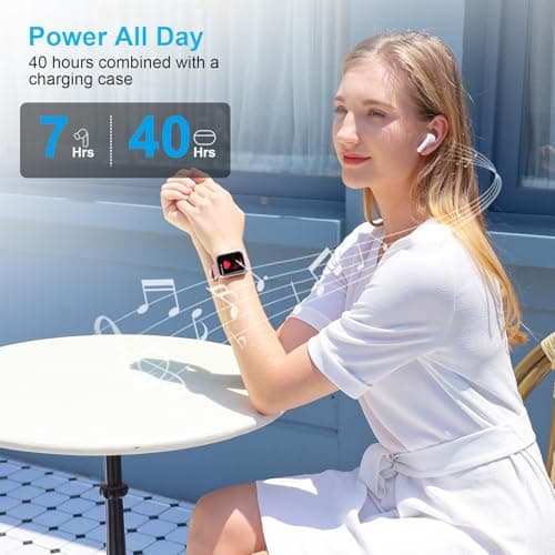 Wireless Earbuds for iPhone, 5.3 Bluetooth Headphones for Apple Earbuds Wireless, ENC Noise Cancelling 40Hrs Playback in Ear Air Buds Pods HiFi Bass for iPhone 17 16 15/iPad/PC/Laptop/Switch/White - Thumbnail 4