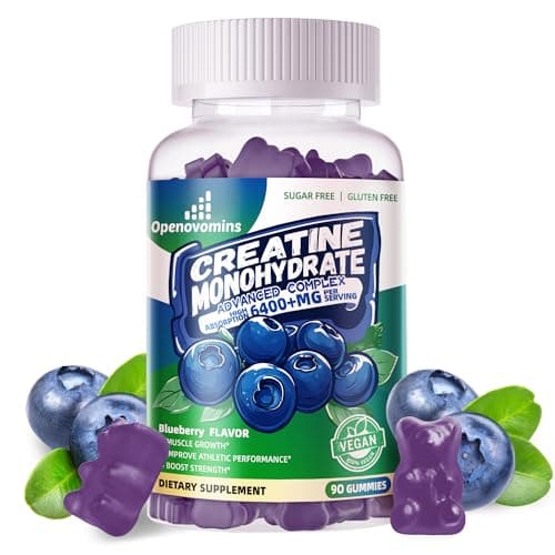 Creatine Monohydrate Gummies Complex for Men & Women -Advanced Formula W/L-Taurine + Vitamin B12, Sugar Free Chewable Supplement,90 Blueberry Gummies - Image 1