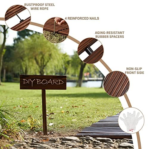 Spurgehom 7FT Wooden Garden Pathway Curved Outdoor Walkway Roll Out Cedar Wood Patio Flooring Path Decorative Lawn Patio Pavers Boardwalk Beach Wedding Party (Brown) - Thumbnail 3