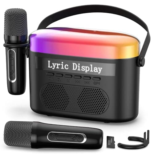 Karaoke Machine for Kids & Adults with Lyrics Display Screen Portable Bluetooth 5.3 Karaoke Speaker with High Power Dual Speakers with Timer White Noise & Night Light Home & Outdoor Party (Black) - Image 1