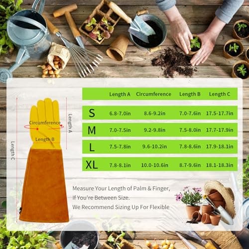 Gardening Gloves for Men&Women, [2024 Updated] Professional Rose Pruning Gloves Thorn Proof, Adjustable Cuff, Breathable Leather Cowhide Long Garden Gloves,Garden Gifts & Tools for Gardener,Yard Work - Thumbnail 2