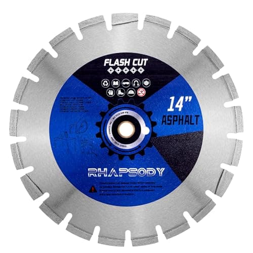 RHAPSODY 14Inch Asphalt Laser Welded Diamond Blade, Wet/Dry Cutting Asphalt Green Concrete Diamond Saw Blade, Segmented Rim with Wedge Segments,1''-20mm Arbor - Image 1