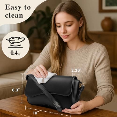 Shoulder Bag for Women Y2K Trendy Purse PU Leather Hobo Handbags Clutch Saddle Crossbody Underarm Bag (Black) - Thumbnail 2