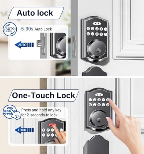 zafano Door Lock with 2 Lever Handles - Keyless Entry Door Lock, Electronic Keypad Deadbolt, Digital Smart Code & Front Handle Sets, Auto-Locking, Easy Installation (Matte Black) - Thumbnail 3