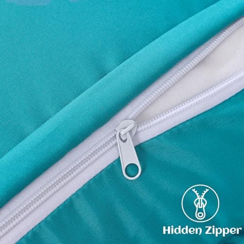 decorUhome Waterproof Faux Linen Outdoor Throw Pillow Covers 18x18 Inch Set of 2 Decorative Vibrant Farmhouse Pillow Cases with Flange Edges for Summer Couch Garden Patio Balcony Porch, Aqua Blue - Thumbnail 4