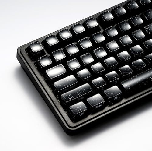 OHY XVX Starry Side-Printed Translucent Black Crystal MDA Profile Keycap Set (Sparkle Finish), 122-Keys Double Shot PC+ABS for MX Switches & ANSI Layout Mechanical Keyboards-Black - Image 1