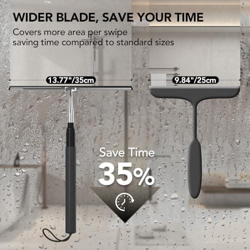 Shower Squeegee with Long Handle, 15-51" Telescopic Squeegee for Window Cleaning, Window Squeegee for Glass Doors, Extendable Window Cleaner Tool for Tile Walls, Sliding Door, Floor, Car Windshield - Thumbnail 6