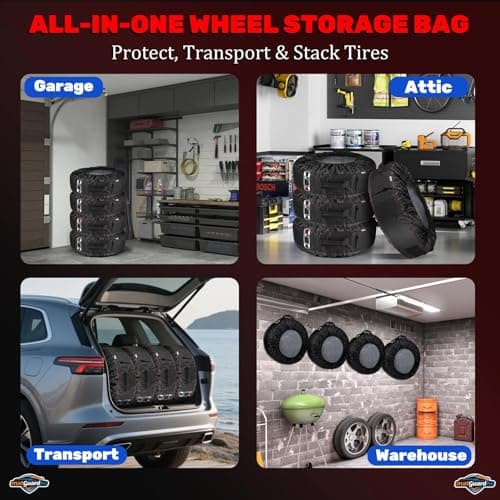 MATGUARDPRO Tire Storage Bags for Cars, Portable Tire Tote for Seasonal Tire Change, Handle for Easy Transportation, Universal Spare Tire Covers Fit 21–32 Inch Diameter Tires, Set of 4, Black - Thumbnail 4