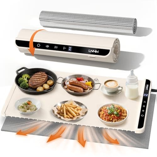 Food Warming Mat with Heat-Resistant Pad, 26X15 Inch, 6 Temperature & 6 Timer Settings, Child Lock Safety,Food Warmer Chafing Dishes for Buffet,Gatherings,Parties,Everyday Use