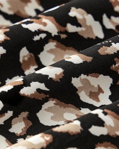 Zenlonr Womens Fall Tops Dressy Casual 2025 V Neck Satin Silk Printed Shirts Boho Long Sleeve Work Blouses(Black Leopard,Small) - Thumbnail 6