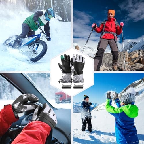Pnosnesy Ski Gloves,Snow Gloves,Waterproof Cold Weather Winter Gloves for Parent Boys Girls- Cycling, Driving, Running - Thumbnail 5