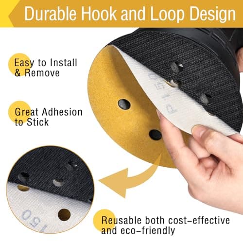 6-Inch 6-Hole Sanding Discs Hook and Loop, 60 Grit Sandpaper for Random Orbital Sander, 70 PCS Sand Paper for for Automotive and Woodworking Lijas Automotriz - Thumbnail 3