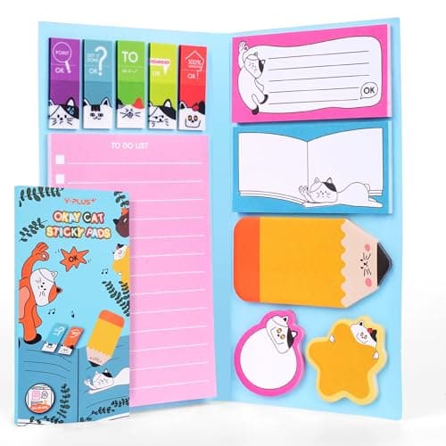 YPLUS Cat Sticky Notes Set, 440pcs Cute Planner Self-Stick Note Pads with Lined to Do List, Divider Tabs and Shaped Memos, Funny Office School Supplies, Teacher Gifts for Men Women & Cat Lovers - Image 1
