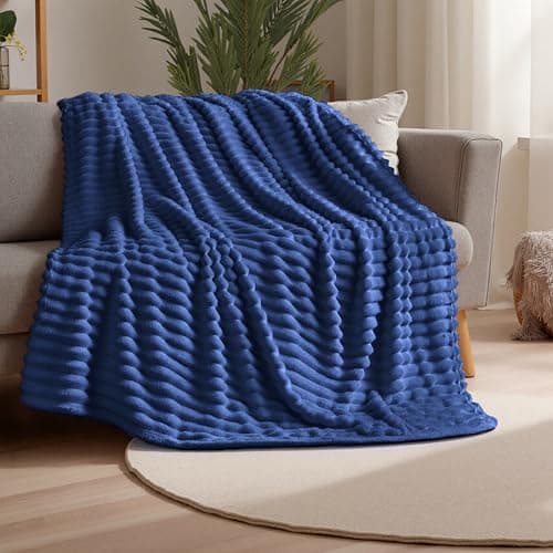 Joiedomi Twin Blanket for Bed, Soft & Warm Blue Fleece Blankets Gifts for Women Men Mom, Cozy Cute Soft Throw 60x80 Inches - Image 1