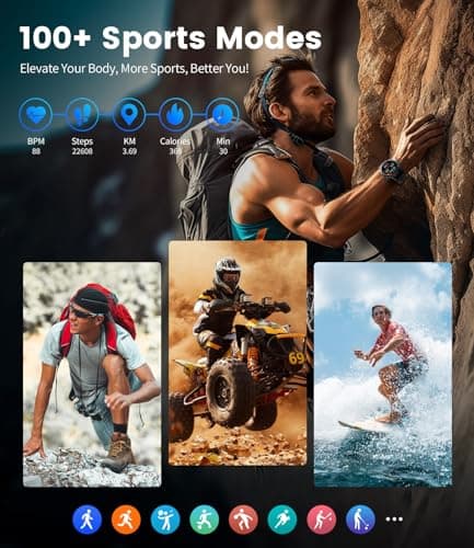 LIMIGE Military Smart Watch for Men, 1.43'' AMOLED Rugged Smart Watch with 600mAh Battery/Heart Rate/Blood Pressure/Sleep Monitor,IP68 Waterproof Fitness Tracker Watch for Android iPhone Silver - Thumbnail 4