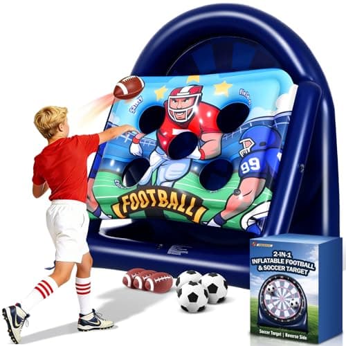 NIBBaNACAL 6FT Giant Inflatable Outdoor Lawn & Yard Game, 2-in-1 Football Target Toss & Soccer Darts Dart Board, Carnival Party Game