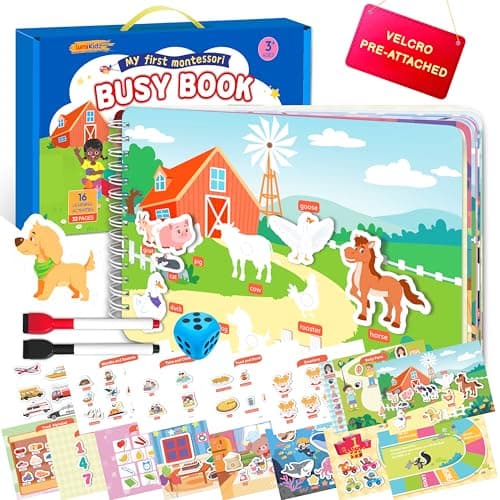 Montessori Busy Book for Toddlers 3-5, Preschool Learning Activities, Toddler Learning Binder, Educational Learning Toys for Kids Ages 3-6, Pre-Attached Velcro Activity Book, Easter Gifts for Kids - Image 1