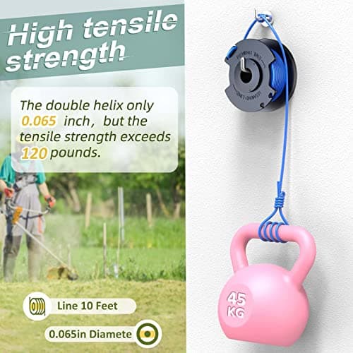 Trimmer String for Ryobi One+ AC14RL3A,Line String Trimmer Replacement Spool 0.065-Inch Compatible with Ryobi 18v, 24v, and 40v Cordless String Trimmer, 15 Packs（12 Trimmer Line,3 Trimmer Cap） - Thumbnail 4