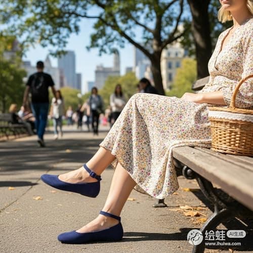 unsylvion Women's Ballet Low Wedge Flats with Round Toe and Ankle Strap Stylish Comfortable Casual Shoes for Work,Office,Business - Thumbnail 2