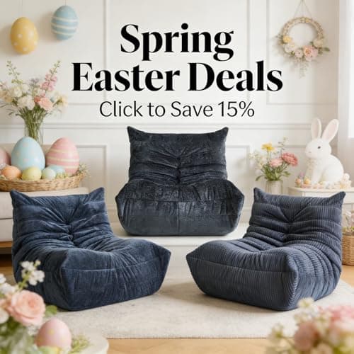 Ayovoch Bean Bag Chairs for Adults, Giant Bean Bag Chair, Memory Foam Beanbag Chair, One-Piece Foam Padding, Bean Bag Sofa for Living Room, Dorms, Apartments, Reading Corner (Blue Gray Plush) - Thumbnail 5