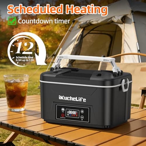 ikuchelife Heated Lunch Box, 24000mAh Cordless Electric Lunch Box with Scheduled Heating, 1.2L Rechargeable Portable Food Warmer with Digital Display for Work, Travel, Office, Camping - Thumbnail 5