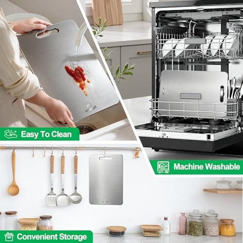 Wekayli Titanium Cutting Board Set of 3, 100% Pure Titanium Cutting Boards for Kitchen, Dishwasher Safe & Hygienic Chopping Boards for Meat, Fruit, Vegetables - Thumbnail 2