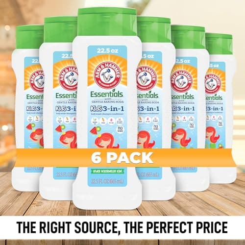 Arm & Hammer 6 Pack Essentials Kids Body Wash - 3-in-1 Watermelon Kiwi 22.5oz - Non Toxic Kids Shampoo and Body Wash And Conditioner - Thumbnail 2