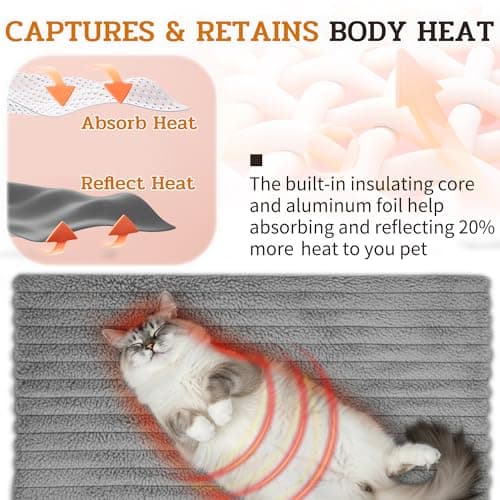 NWK Pack of 4 Fluffy Self Warming Cat Mat, Cat Blanket, Thermal Dog Mat, Washable, Non-Slip Bottom for Sofa & Crate & Kennel & Car Seat (Misty Gray, Large (34'' X 22'' X 0.7'')) - Thumbnail 4