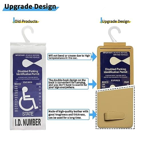 Yuoyar Handicap Placard Holder, Portable Transparent Auto-Placard Protector Hanger Sleeve for Disability Parking (Off-White) - Thumbnail 2