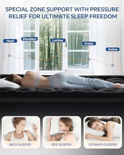 BEDELITE Dual Layer 4 Inch Queen Size Memory Foam Mattress Topper, 2 Inch Soft Pillow Top Mattress Pad Cover and 2 Inch Gel Memory Foam for Pressure Relief, 2-in-1 Design for Comfort & Support (Black) - Thumbnail 4