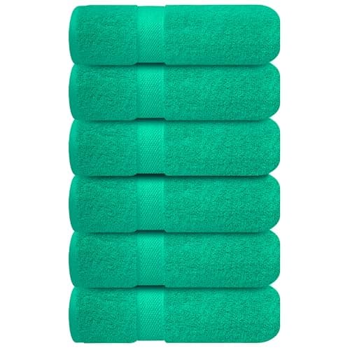 Infinitee Xclusives Green Hand Towels for Bathroom - Set of 6 (16x28 inches) 600 GSM, 100% Cotton Ultra Soft, Quick Drying, Hotel Quality Hand Towel Set (Vivid Green) - Image 1