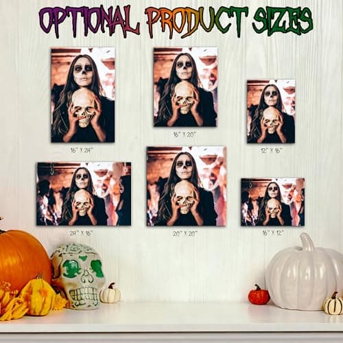 Halloween Custom Canvas Prints with Your Photos, Framed Canvas Wall Art Decorate Your Home, Halloween Interior Living Room, Bedroom and Party (8“ X 12") - Thumbnail 5