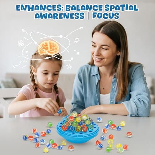 INKZOO Marble Balance Game, Wobble Marble Stacking Game for Kids 6+, Family Games for Kids and Adults with Built-in Storage, Marbles Board Game for 1-4 Players, Fun Birthday Party Games Toys - Thumbnail 5