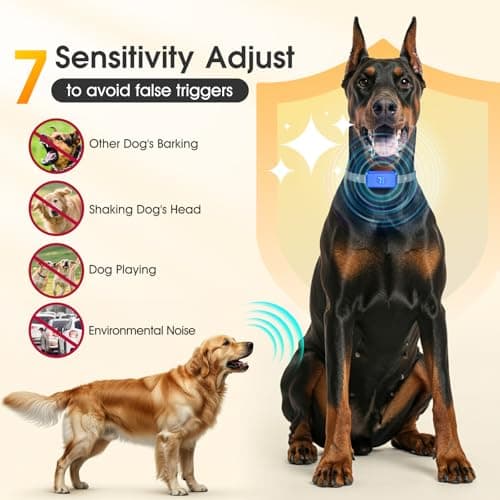 Dog Bark Collar for Large Medium Small Dogs, Effective No-Bark Collar, Smart Barking Collar, Rechargeable Bark Collar with 7 Sensitivity, 3 Modes, Waterproof, SkyBlue - Thumbnail 2