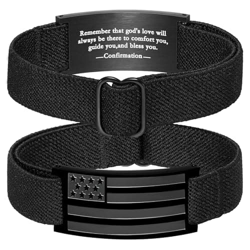GLEZZA Confirmation Bracelets for Boy Men American Flag Cross Inspirational Motivational Bracelet Bible Verse Christmas Birthday Easter Jewelry Gifts for Son Boyfriend Husband - Image 1
