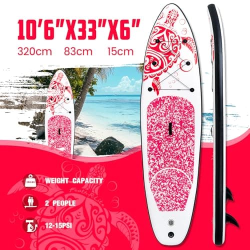 FEATH-R-LITE Inflatable Stand Up Paddle Board 10'6''x33''x6'' Ultra-Light (18.9lbs) SUP with Paddleboard Accessories,Fins,Adjustable Paddle, Pump,Backpack, Leash, Waterproof Phone Bag - Thumbnail 2