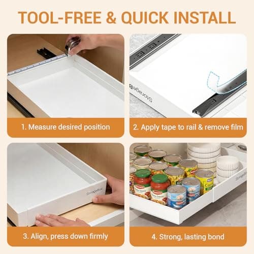 Soclik Adjustable Can Organizer for Pantry, Pull-Out Pantry Organizers and Storage, Soda Can Organizer - Great for Pantry, Kitchen Cabinet & Countertop (16.5" L x 12.2" W x 2.8" H (Adjustable Width)) - Thumbnail 4