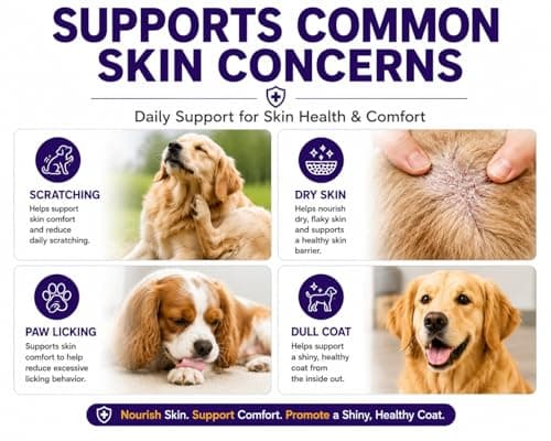 Dog Itchy Skin Support Chews, Skin & Coat Health Supplement for Dogs with Fish Oil, Krill Oil, Zinc & Vitamins, Soft Chews for Dry Skin Support, 200 Count - Thumbnail 2