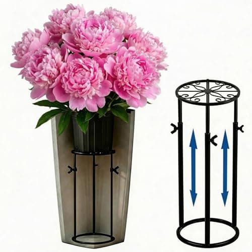 Bewssuuyh Adjustable Plant Risers for Inside Pots,16.9-28''Metal Planter Inserts for Large Pots,Fit for Square/Round/Taper Tall Planters Outdoor Indoor(6-11.8''Top,7.87''Base) - Image 1