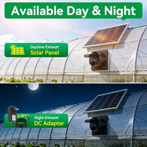Solar Exhaust Fan 2-in-1 with DC Adapter,Large Solar Panel 3000 RPM High Speed Ventilation Fan,Waterproof with Auto Shutter for Continuous Airflow for Shed,Chicken Coop,Greenhouse,Dog House - Thumbnail 4